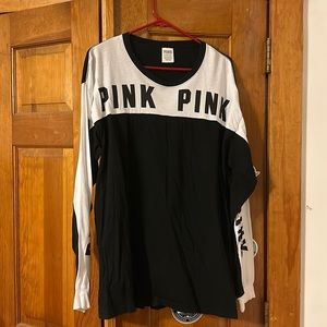 Black and white PINK long sleeve shirt
